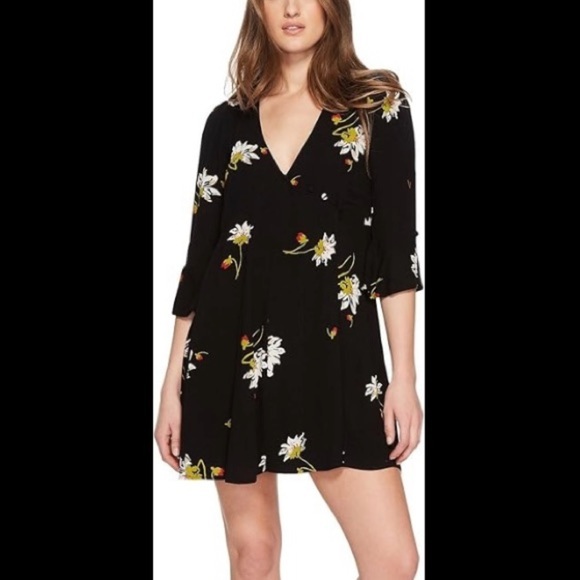 Free People Black and White Ruffled Wrap Dress - Picture 4 of 16